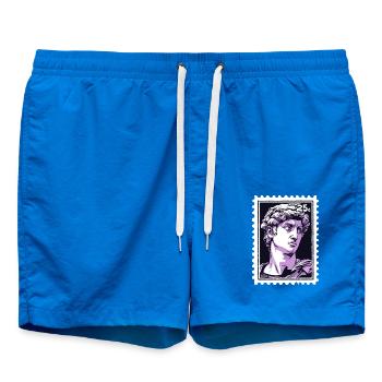 David aus Florenz Briefmarke – Klassik in Lila - Badeshorts - Cobalt blue - Vorne