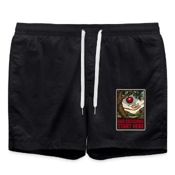 Paradies – Schlechte Entscheidungen beginnen hier - Badeshorts - Schwarz - Vorne - AI Model Male 185 light (185cm)