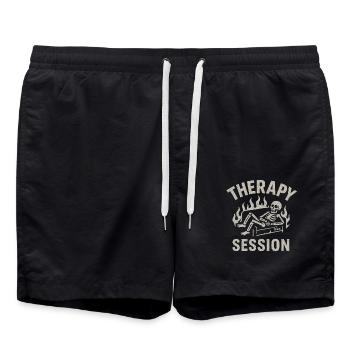 Therapiestunde Skelett – Alles brennt trotzdem - Badeshorts - Schwarz - Vorne - AI Model Male 185 light (185cm)
