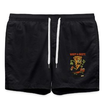 Pizza sur la planche à roulettes – patiner ou fondre - Short de bain - noir - Devant - AI Model Male 185 light (185cm)