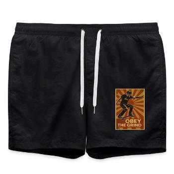 Affiche de skateur rétro – Obey the Grind - Short de bain - noir - Devant - AI Model Male 185 light (185cm)