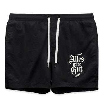 Alles wird gut Spruch mit Federn und Glanz - Badeshorts - Schwarz - Vorne - AI Model Male 185 light (185cm)