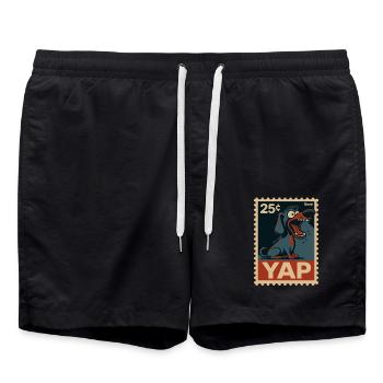 Teckel comique sur timbre-poste avec Yap - Short de bain - noir - Devant - AI Model Male 185 light (185cm)