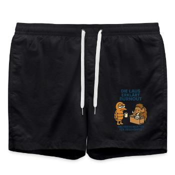 Lustige Laus mit dem Mammut erklärt Burnout - Badeshorts - Schwarz - Vorne - AI Model Male 185 light (185cm)