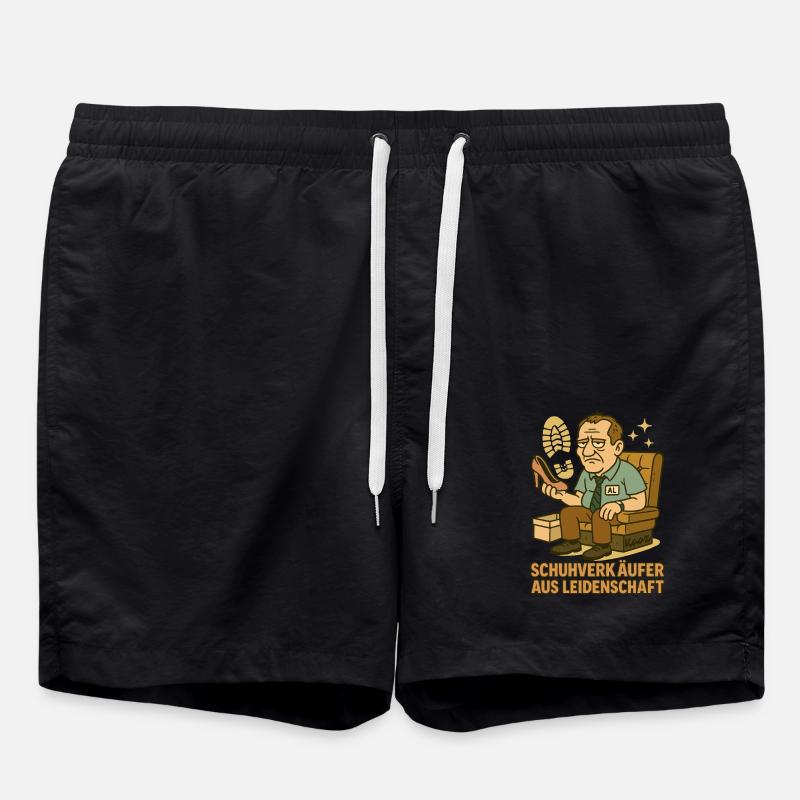 Schuhverkäufer Comicmotiv mit Al auf Sofa - Badeshorts - Schwarz