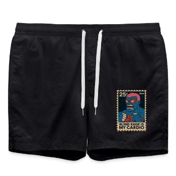 Comic Wrestler Spruch Blinde Wut ist mein Cardio - Badeshorts - Schwarz - Vorne - AI Model Male 185 light (185cm)