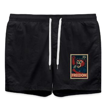 Un ours rebelle appelle à la liberté avec un microphone - Short de bain - noir - Devant - AI Model Male 185 light (185cm)