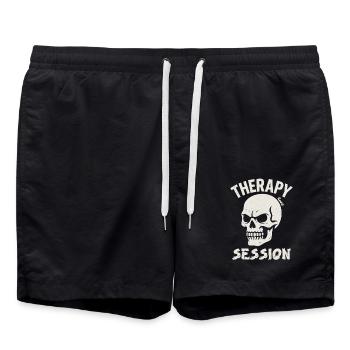 Skull with Saying Therapy Session - Swim Trunks - black - Front - AI Model Male 185 light (185cm)