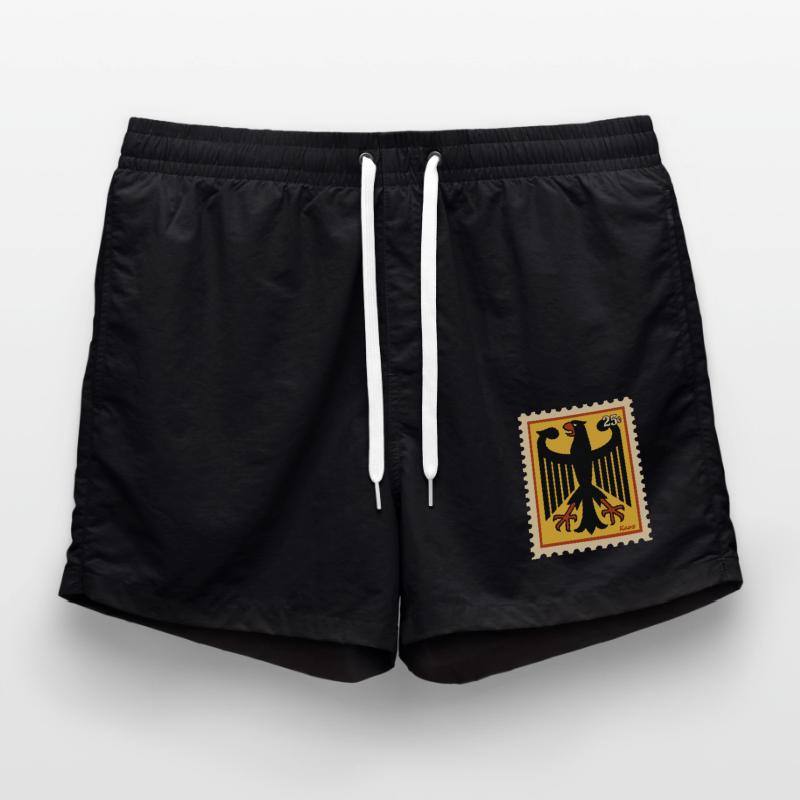 Graphic stamp with stylized eagle Swim Trunks