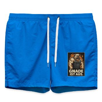 Muskulöser Kampfhund mit Spruch Gnade ist aus - Badeshorts - Cobalt blue - Vorne