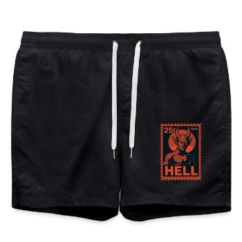 Timbre-poste du diable Hell motif look rétro - Short de bain - noir - Devant - AI Model Male 185 light (185cm)