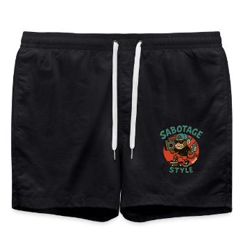 Cool Monkey avec style de planche à roulettes et de bombe aérosol - Short de bain - noir - Devant - AI Model Male 185 light (185cm)