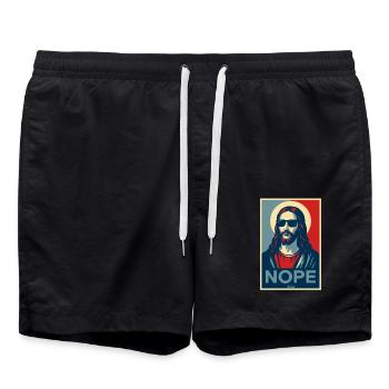 Jesus-Mann mit Heiligenschein und Sonnenbrille - Badeshorts - Schwarz - Vorne - AI Model Male 185 light (185cm)