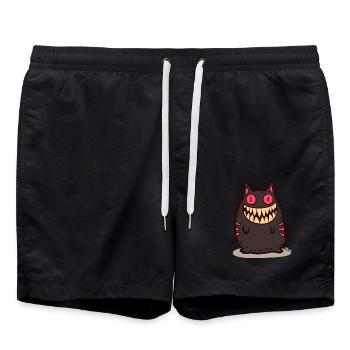 Grinsende schwarze Monster Katze - Badeshorts - Schwarz - Vorne - AI Model Male 185 light (185cm)