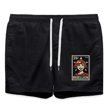Mädchen Rebellin mit Stern und Sommersprossen - Badeshorts - Schwarz - Vorne - AI Model Male 185 light (185cm)