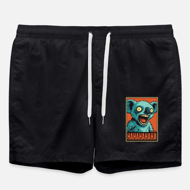 Screaming Laughing Comic Koala - Swim Trunks - black