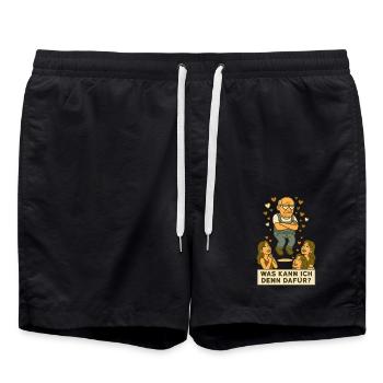Grantiger Mann wird verehrt schwebt mit Herzchen - Badeshorts - Schwarz - Vorne - AI Model Male 185 light (185cm)