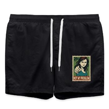 Frau zeigt mit Finger Nicht mein Problem - Badeshorts - Schwarz - Vorne - AI Model Male 185 light (185cm)