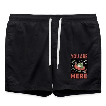 Grenouille dans l’espace avec anneau de natation et mug - Short de bain - noir - Devant - AI Model Male 185 light (185cm)