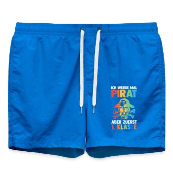 Pirate First Grade School Enrollment School Child - Swim Trunks - cobalt blue - Front