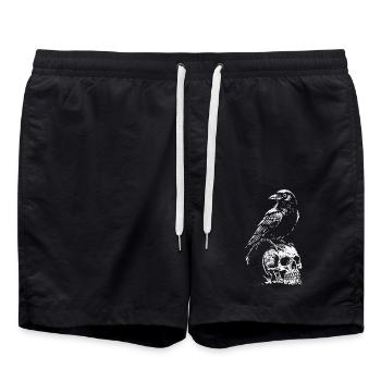 Corbeau Noir - Crâne - Mythologie - Short de bain - noir - Devant - AI Model Male 185 light (185cm)