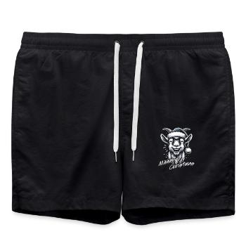 Lustige Weihnachts Ziege mit Nikolausmütze - Badeshorts - Schwarz - Vorne - AI Model Male 185 light (185cm)