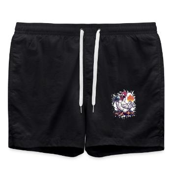 Hahn Insel Palme - Badeshorts - Schwarz - Vorne - AI Model Male 185 light (185cm)