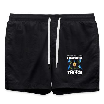 That's what I do I feed Birds and I know things - Swim Trunks - black - Front - AI Model Male 185 light (185cm)