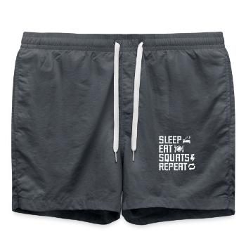Gym Junkies Dormir Manger Squats Gymnastique suédoise Fitness - Short de bain - charbon - Devant - AI Model Male 185 light (185cm)