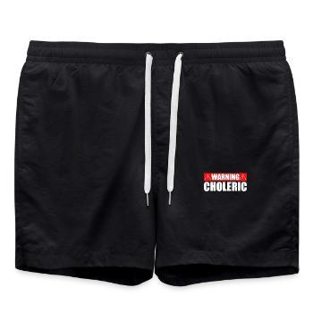Warning Choleric Irony Screamer Choleric - Swim Trunks - black - Front - AI Model Male 185 light (185cm)