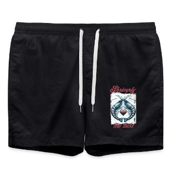 Shrimply the best word game - Swim Trunks - black - Front - AI Model Male 185 light (185cm)