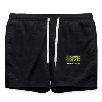 Liebe ist ALLES - Badeshorts - Schwarz - Vorne - AI Model Male 185 light (185cm)
