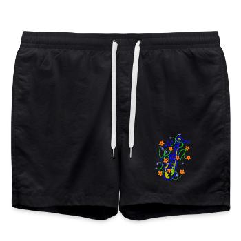 Verspielte Saxofon-Florenz Illustration - Badeshorts - Schwarz - Vorne - AI Model Male 185 light (185cm)