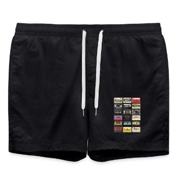 Cassettes rétro - Short de bain - noir - Devant - AI Model Male 185 light (185cm)