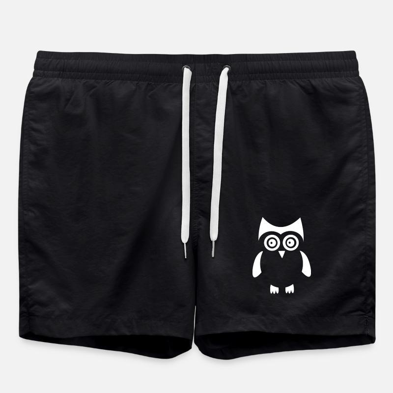 hibou blanc oiseau blanc - Short de bain - noir
