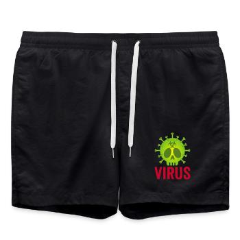 Tête de mort virus - Short de bain - noir - Devant - AI Model Male 185 light (185cm)