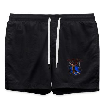Blitz-Dunk: Elektrischer Basketball - Badeshorts - Schwarz - Vorne - AI Model Male 185 light (185cm)