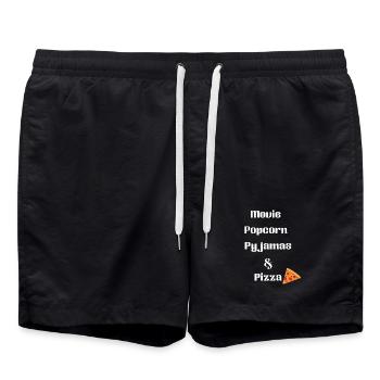 A movie, popcorn, pajamas and pizza - Swim Trunks - black - Front - AI Model Male 185 light (185cm)