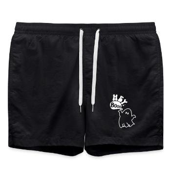 Le fantôme d’Halloween connaît Hey Booo - Short de bain - noir - Devant - AI Model Male 185 light (185cm)