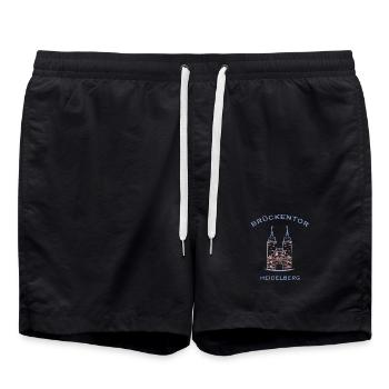 Heidelberg, Wahrzeichen Brückenturm 2 - Badeshorts - Schwarz - Vorne - AI Model Male 185 light (185cm)