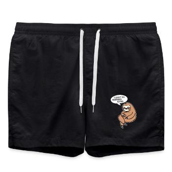 Relax Animal Statement Sloth Zoo Lazy Sleep - Swim Trunks - black - Front - AI Model Male 185 light (185cm)