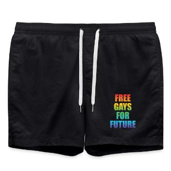 LGBT Free Gays pour Future Rainbow Gay Queer - Short de bain - noir - Devant - AI Model Male 185 light (185cm)