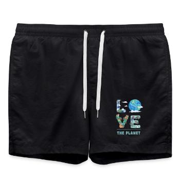 Love the planet - Swim Trunks - black - Front - AI Model Male 185 light (185cm)