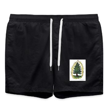 PEACE SEED CHRISTMAS TREE by Gudrun Kargl - Swim Trunks - black - Front - AI Model Male 185 light (185cm)