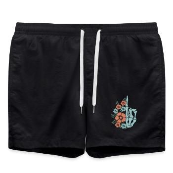Illustration de la main d’un squelette floral - Short de bain - noir - Devant - AI Model Male 185 light (185cm)