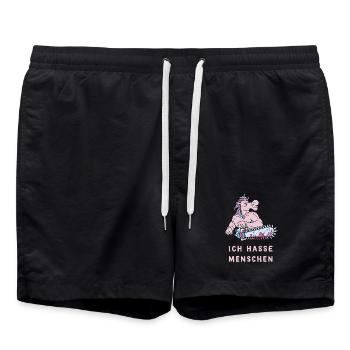 Ich hasse Menschen Einhorn Design - Badeshorts - Schwarz - Vorne - AI Model Male 185 light (185cm)