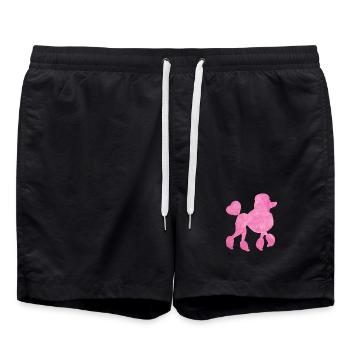 Pudel Fell Herz Hundeliebe Gassi flauschig Fan - Badeshorts - Schwarz - Vorne - AI Model Male 185 light (185cm)