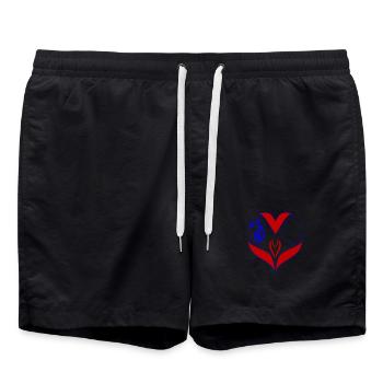 Herzornament, Liebe - Badeshorts - Schwarz - Vorne - AI Model Male 185 light (185cm)