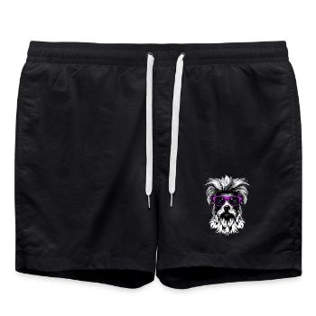 Chien avec des lunettes - Short de bain - noir - Devant - AI Model Male 185 light (185cm)