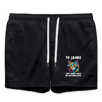 Katze 70 Geburtstag Kater Katzen Spruch - Badeshorts - Schwarz - Vorne - AI Model Male 185 light (185cm)